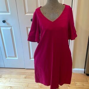 Tommy Bahama pink papaya v-neck lanailette flutter sleeve shift dress